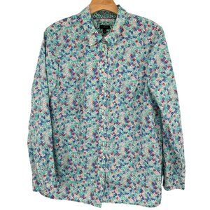 Talbots blouse Womens Button Down Floral Shirt size Large  Cotton Long Sleeve